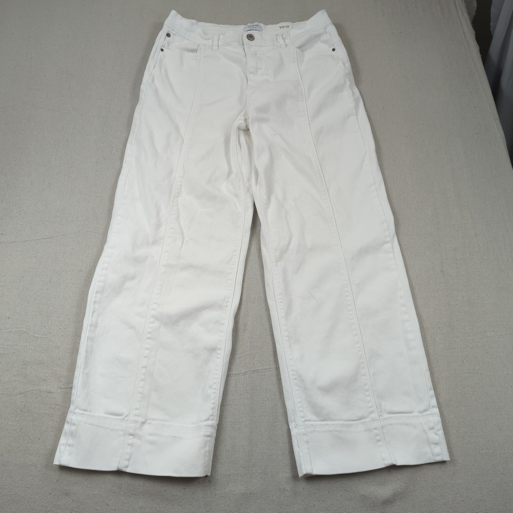 Curve Appeal Jeans Womens 12 31 White High Rise Wide Leg Stretch